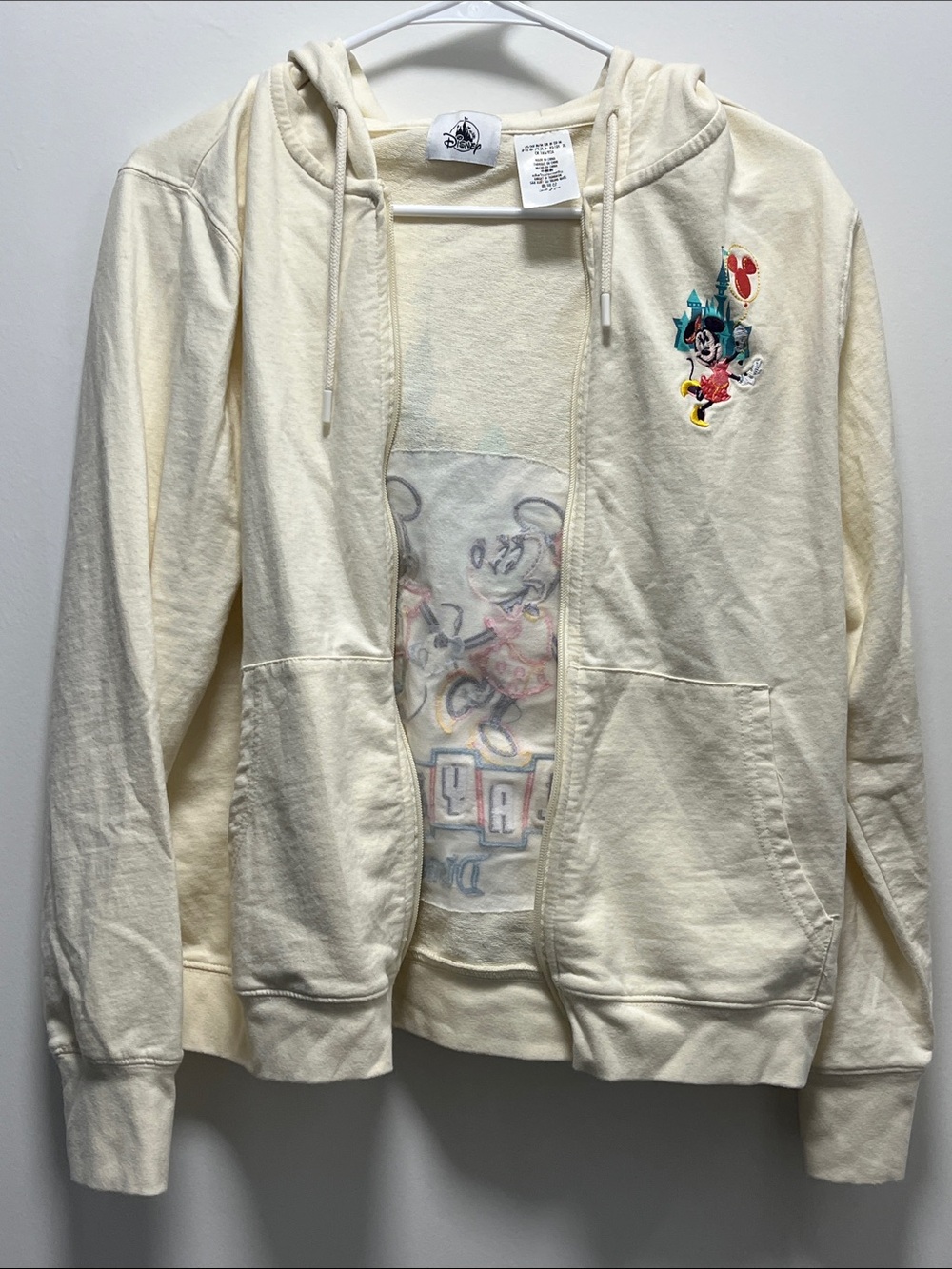 Disneyland Parks Minnie & Friends Play in the Park Women Zip Cream Hoodie